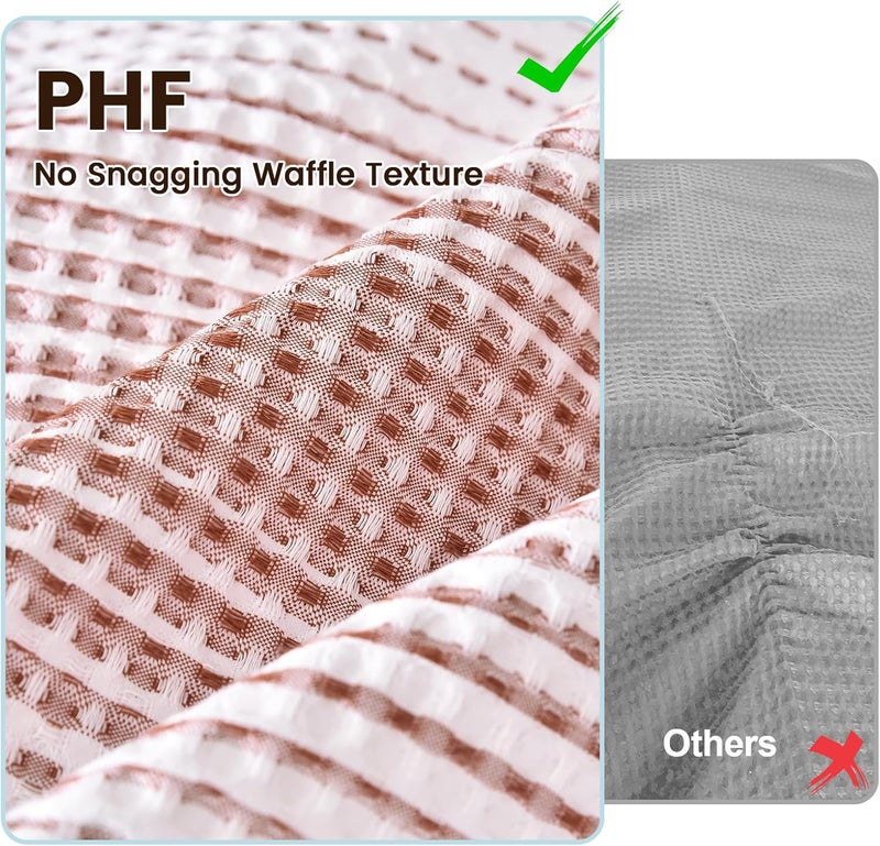 PHF 3 Piece Queen Waffle Weave Duvet Covet Set, Ultra Soft Luxury Textured Comforer, Set includes 1x 230cm x 230cm Duvet covet + 2 x 50cm x 65cm Pillow Shams, White and Brick Red - Image 3