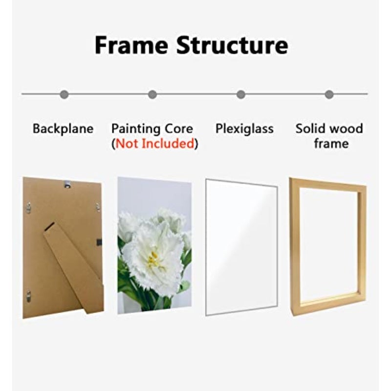 Picture Frame, A4, Wooden Picture Frame with Plexi Glass, Transparent Sheet, Large Poster/Document Frame for Family/Christmas, 21 x 29.7 cm, 2 Pieces, Natural - Image 4