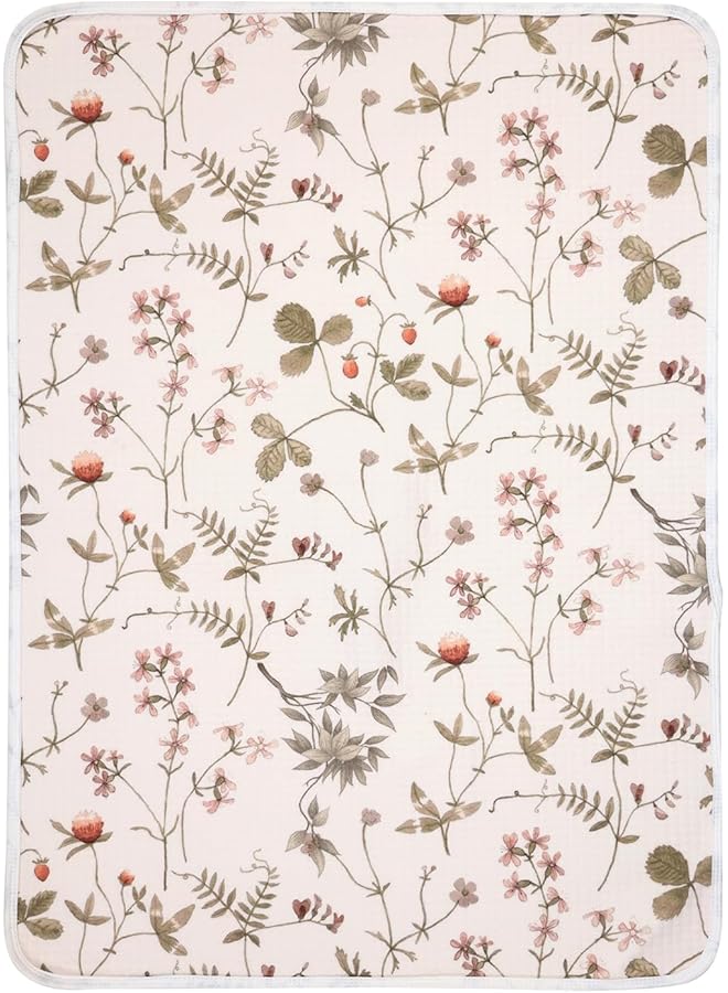 haakaa Waterproof Changing Pad Liners Portable Baby Changing Pad Cover Diaper Changing Mat Reusable 100% Cotton Ultra Soft Breathable Vintage Garden (1 Pc 19.5" X 27.5" ) - Image 1