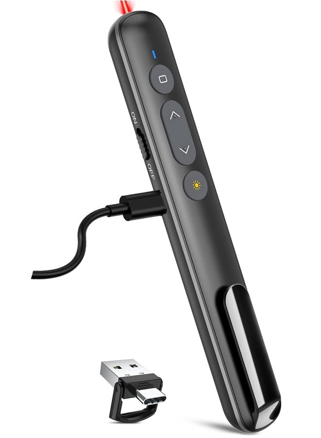 جهاز عرض تقديمي قابل لإعادة الشحن مع مؤشر، جهاز تحكم عن بعد للعرض التقديمي بعيد المدى، جهاز عرض لاسلكي لعروض PowerPoint، التحكم في الشرائح - Image 1