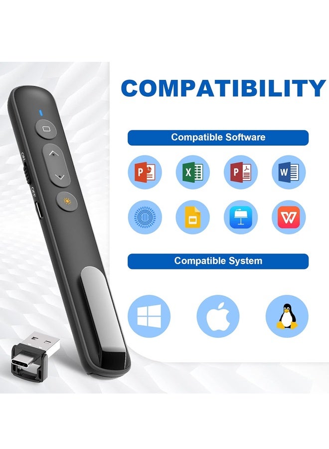 جهاز عرض تقديمي قابل لإعادة الشحن مع مؤشر، جهاز تحكم عن بعد للعرض التقديمي بعيد المدى، جهاز عرض لاسلكي لعروض PowerPoint، التحكم في الشرائح - Image 4