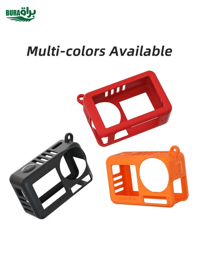 BURAQ For DJI Osmo Action 5 Pro Sunnylife Silicone Protective Case Scratch-proof Camera Cover with Lanyard (Black)  - Image 2