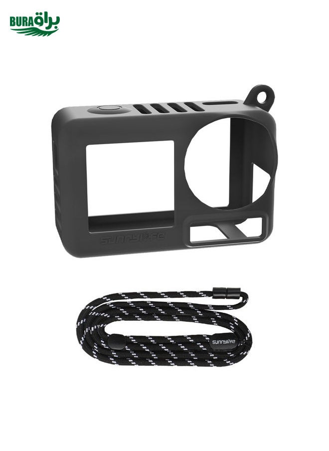 BURAQ For DJI Osmo Action 5 Pro Sunnylife Silicone Protective Case Scratch-proof Camera Cover with Lanyard (Black)  - Image 1