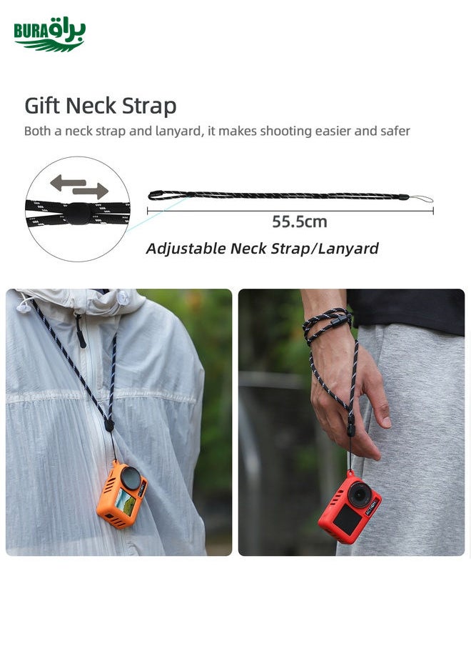 BURAQ For DJI Osmo Action 5 Pro Sunnylife Silicone Protective Case Scratch-proof Camera Cover with Lanyard (Black)  - Image 4