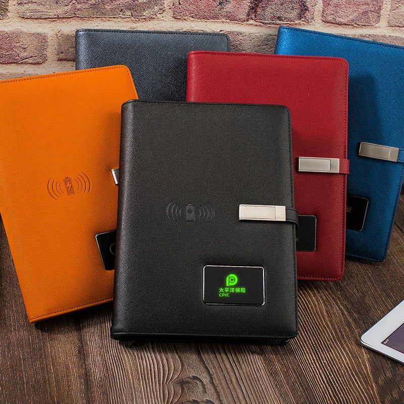 Carefully Selected Company Creative Gift A5 Wireless Charging Notebook Mobile Power Supply With U Disk Set Printed Logo - Image 3