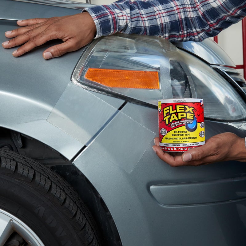Flex Tape, Original Thick Flexible Rubberized Waterproof Tape - Seal and Patch Leaks, Works Underwater, Indoor Outdoor - Home RV Roof Plumbing and Pool Repairs, Clear, 4 in x 5 ft, Pack of 1 - Image 2