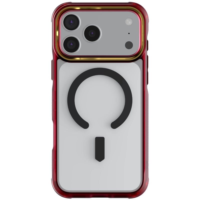 Ghostek Covert iPhone 17 Pro Max Clear Case - Compatible with MagSafe Accessories, Shockproof Silicone, Minimalist Phone Cover (6.9 Inch, Red) - Image 1