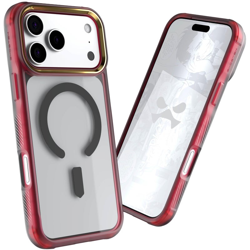 Ghostek Covert iPhone 17 Pro Max Clear Case - Compatible with MagSafe Accessories, Shockproof Silicone, Minimalist Phone Cover (6.9 Inch, Red) - Image 2