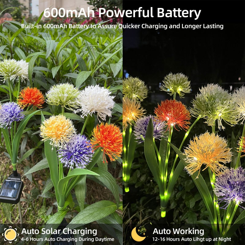 Solar Flowers Decorative Lights Outdoor Garden Lights, Lawn Patio, Onion Flower  Lights Waterproof Lights - Image 2