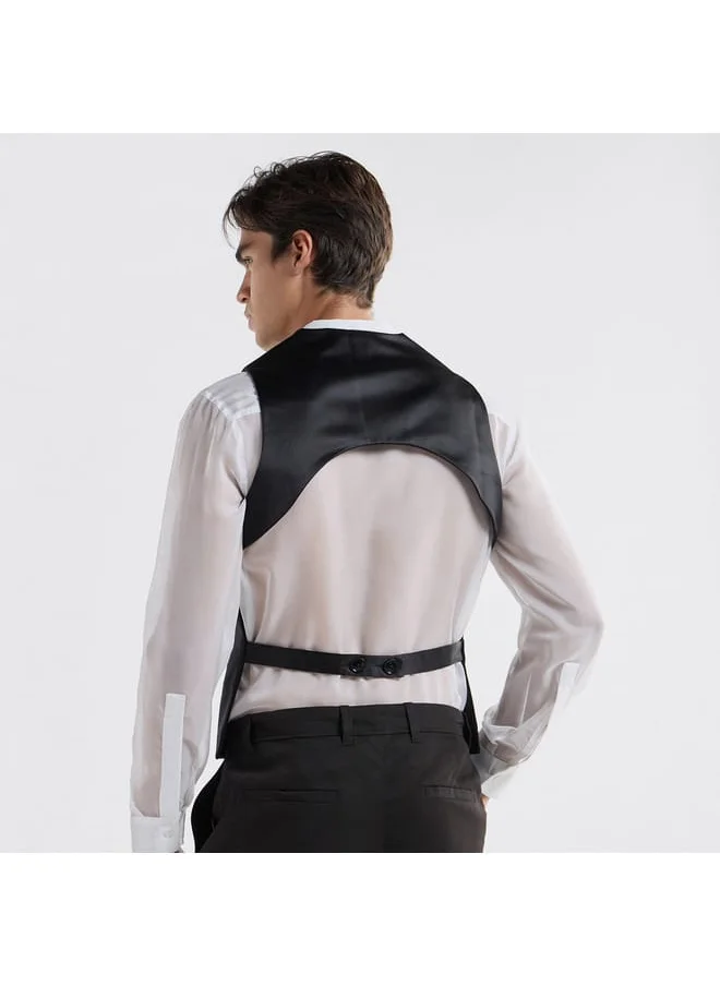 FAV Solid Sleeveless Waistcoat with Concealed Button Placket
