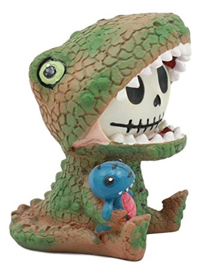 Ebros Gift Gifts & Decor Ebros Tyrannosaurus Rex Dinosaur Furrybones Figurine 3" Tall Furry Bones Skeleton in T-Rex Costume Carrying Blue Dino Doll Sit Up Collectible Decorative Toy - Image 1