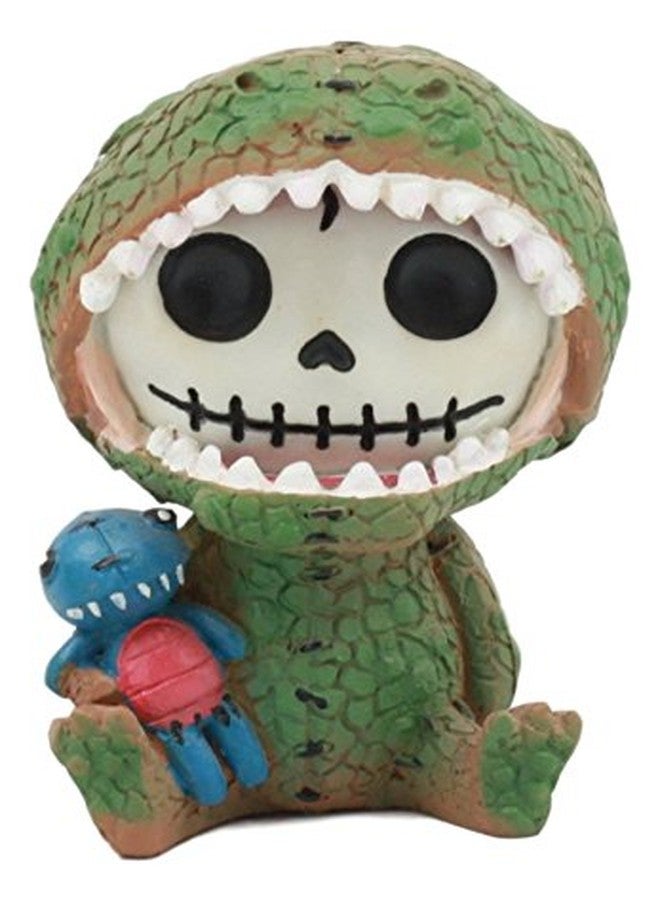 Ebros Gift Gifts & Decor Ebros Tyrannosaurus Rex Dinosaur Furrybones Figurine 3" Tall Furry Bones Skeleton in T-Rex Costume Carrying Blue Dino Doll Sit Up Collectible Decorative Toy - Image 4