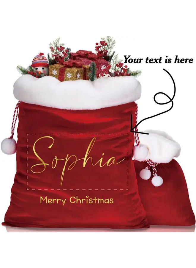 Personalized Christmas Stocking Dark Green Small Size Drawstring Closure Reusable Holiday Gift Bag - Image 2