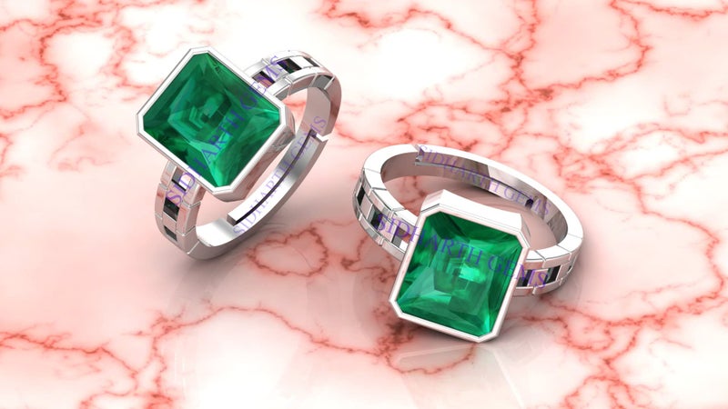 SIDHARTH GEMS Natural Panna Astrological Ring 6.25 Ratti 5.30 Carat Genuine and Certified Emerald Adjustable Silver Plated Ring for Women's and Men's - Image 5