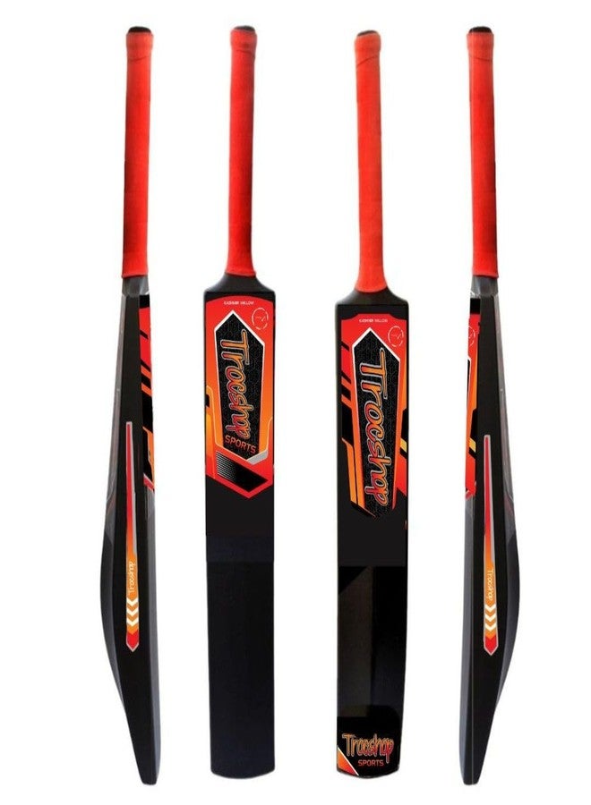 Trocshop Heavy Duty Plastic Red Grip Turf Cricket Bat | 81 x 10 CM | Full Size Tennis Bat for Cricket | for All Age Group | Lightweight | Plastic Bats for Outdoor Tournament - Image 1