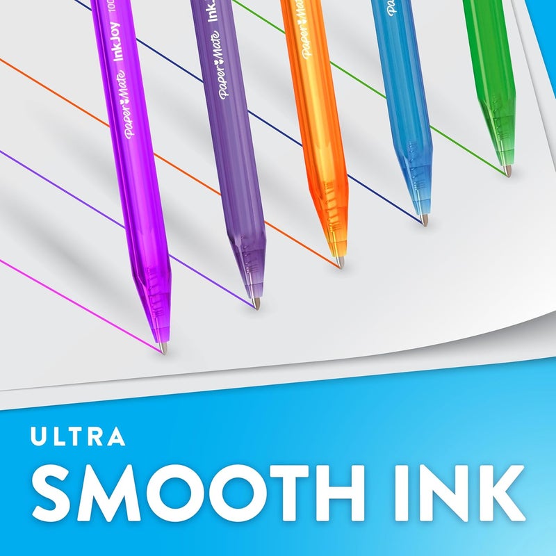 Papermate InkJoy 100RT Retractable Ballpoint Pens, Medium Point (1.0mm), Assorted Colors, 20 Count - Teacher Essentials, Colorful Office Supplies, Note-Taking, Back to School - Image 2