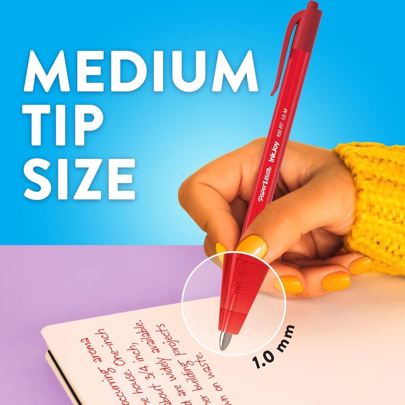 Papermate InkJoy 100RT Retractable Ballpoint Pens, Medium Point (1.0mm), Assorted Colors, 20 Count - Teacher Essentials, Colorful Office Supplies, Note-Taking, Back to School - Image 5