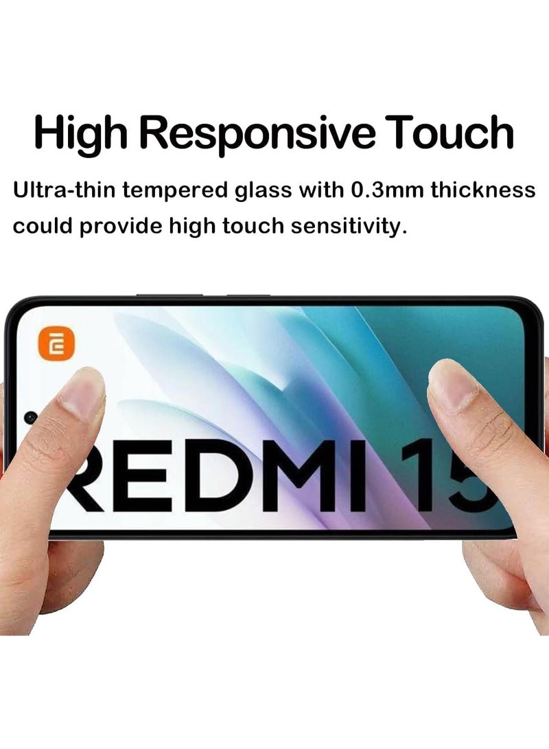 Muzz [2 Pack] Privacy Screen Protector for Redmi 15, Anti-Spy 9H Tempered Glass, Full Coverage, Scratch Resistant,28 ° Full Screen Anti-peeping (Xiaomi Redmi 15) - Image 3