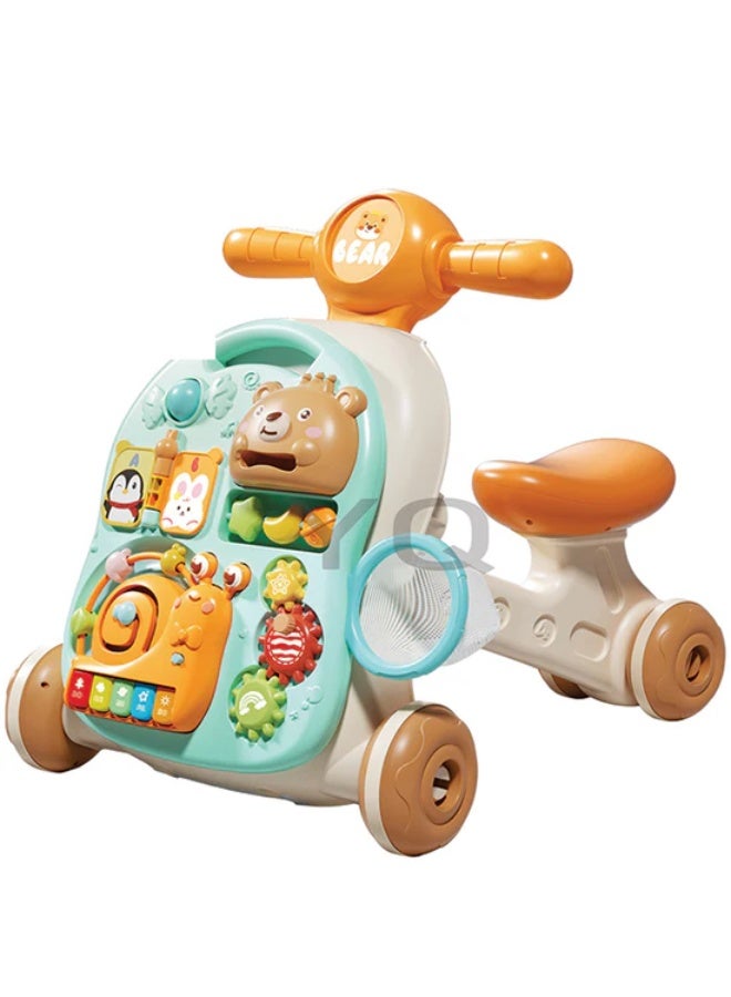 KIDS GAMES 4-in-1 Baby Walker & Scooter Motorcycle Style Activity Center - Image 1