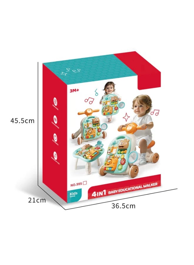 KIDS GAMES 4-in-1 Baby Walker & Scooter Motorcycle Style Activity Center - Image 4