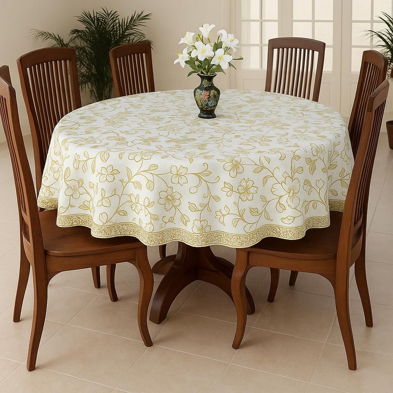 Homerz Premium Round Table Cover, 60 inch Diameter, Waterproof and Easy to Clean, 2 Years Brand Guarantee (White Gold) - Image 5