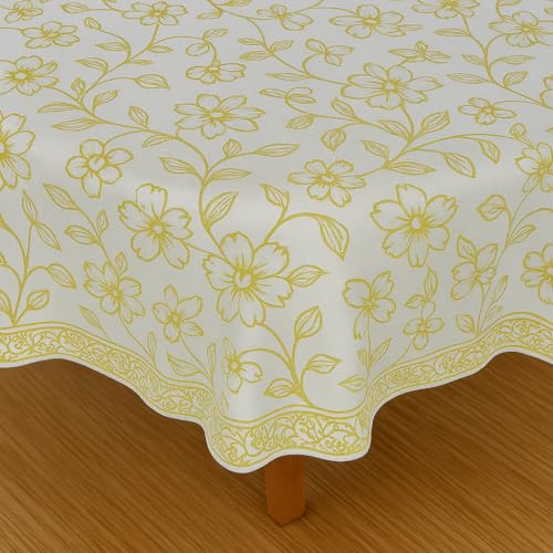 Homerz Premium Round Table Cover, 60 inch Diameter, Waterproof and Easy to Clean, 2 Years Brand Guarantee (White Gold) - Image 2