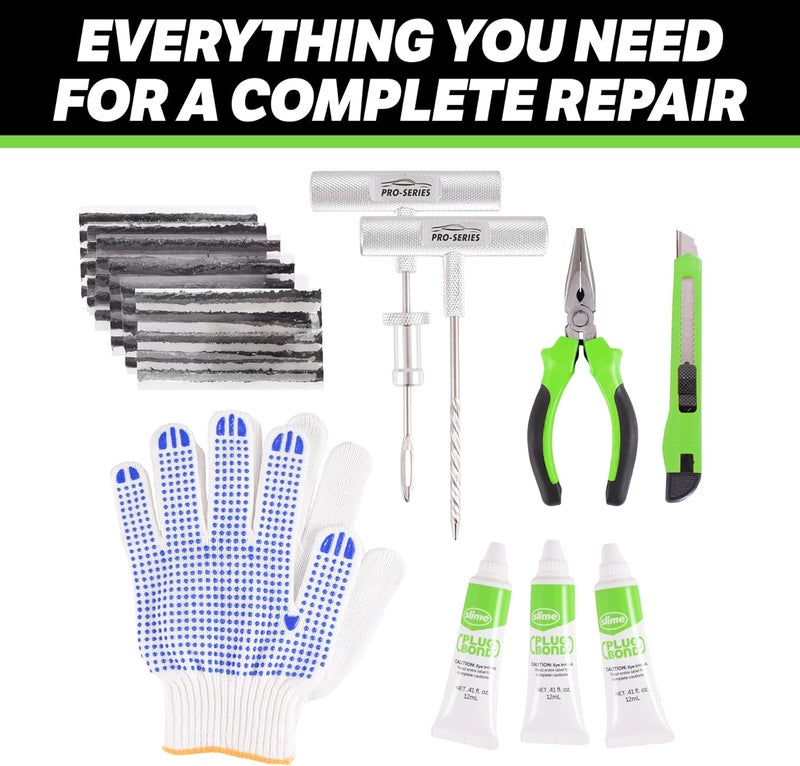 Slime 20503 Flat Tire Repair Reamer Plugger Kit, Heavy Duty, Universal, Complete 40 Piece Plug Kit - Image 2