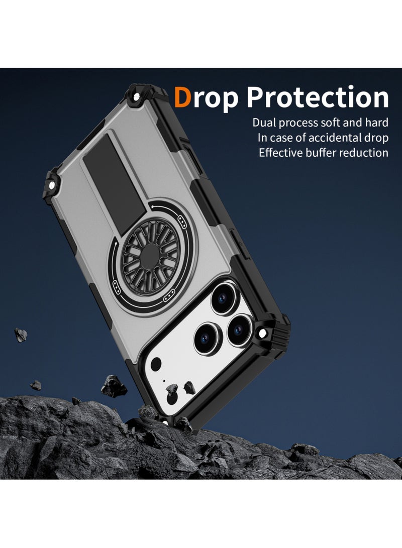 عام غلاف مع حامل جيروسكوبي مغناطيسي دوار لـ iPhone 17 Pro Max، مقاوم للسقوط ومتوافق مع MagSafe، بتثبيت دقيق لتخفيف التوتر - Image 4
