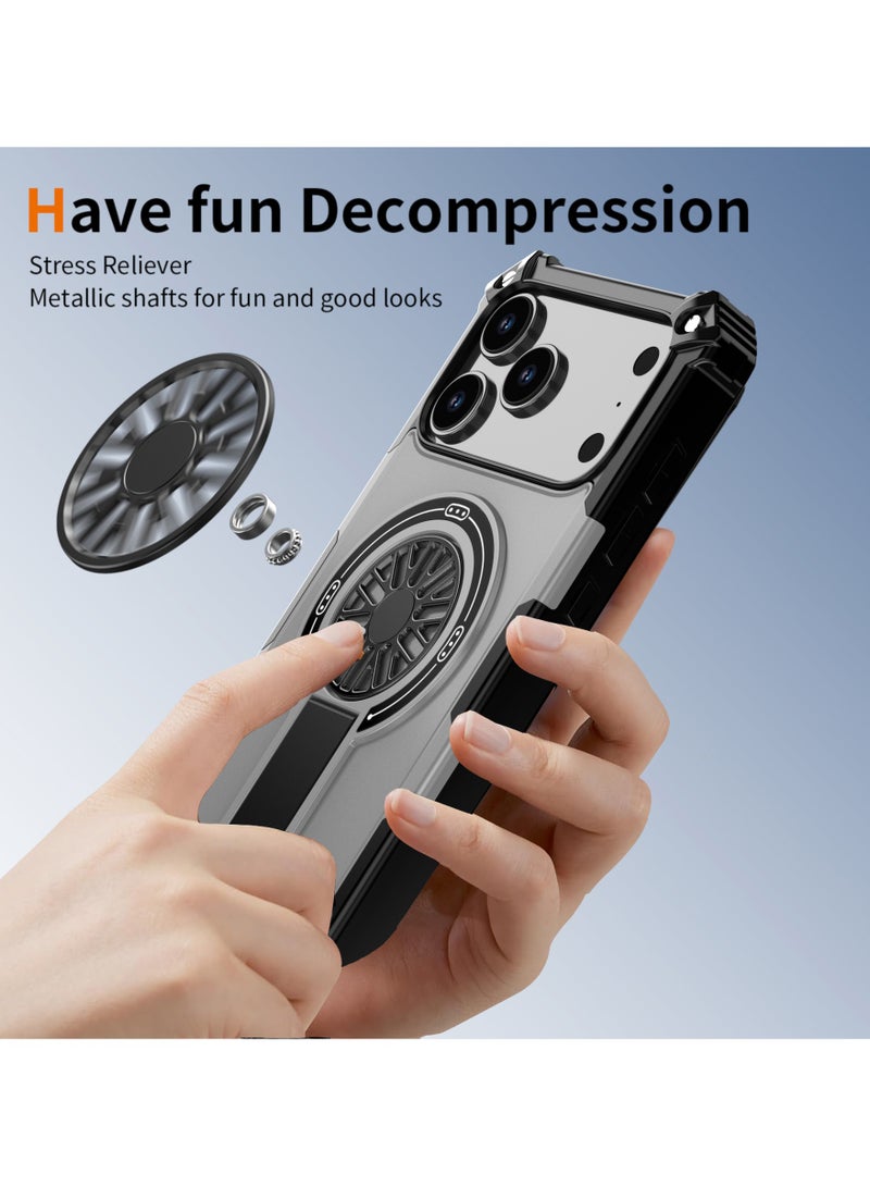 عام غلاف مع حامل جيروسكوبي مغناطيسي دوار لـ iPhone 17 Pro Max، مقاوم للسقوط ومتوافق مع MagSafe، بتثبيت دقيق لتخفيف التوتر - Image 2