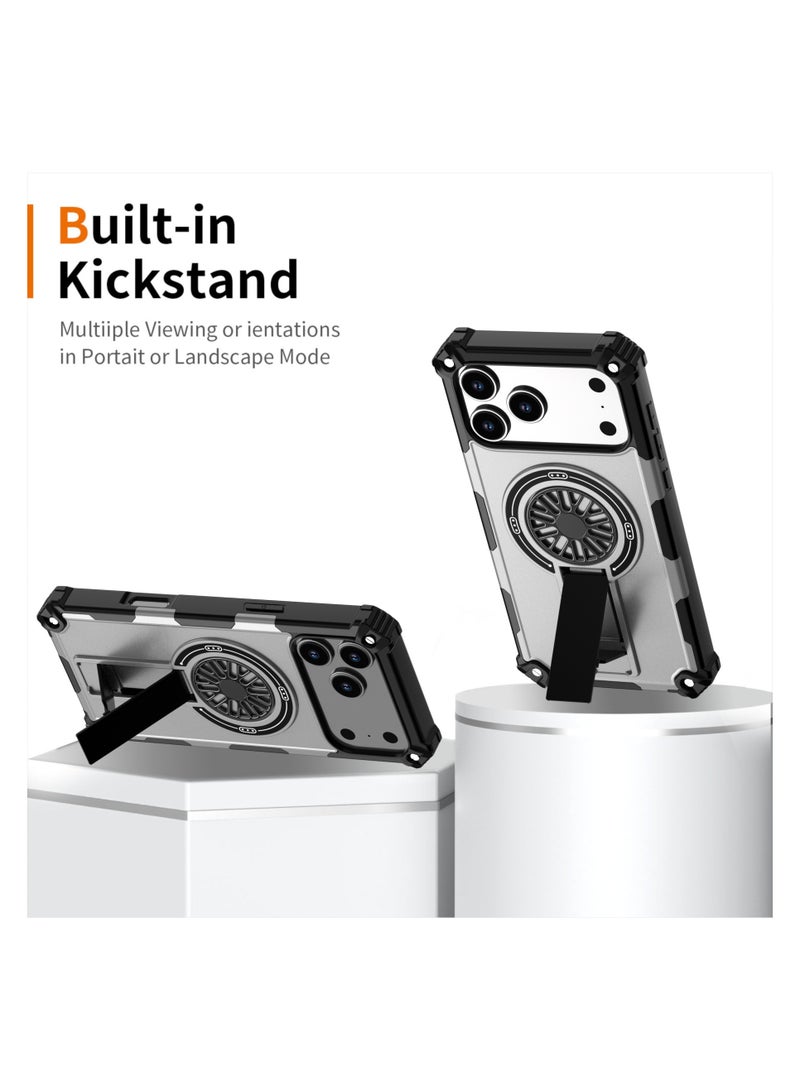 عام غلاف مع حامل جيروسكوبي مغناطيسي دوار لـ iPhone 17 Pro Max، مقاوم للسقوط ومتوافق مع MagSafe، بتثبيت دقيق لتخفيف التوتر - Image 3