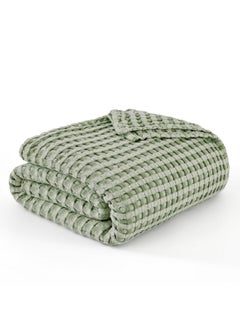 Bedsure Bedsure Cooling Cotton Waffle King Size Blanket - Lightweight Christmas Blanket of Rayon Derived from Bamboo for Hot Sleepers, Luxury Throws for Bed, Couch and Sofa, Forest Green, 104x90 Inches  - Image 1