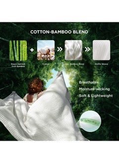 Bedsure Bedsure Cooling Cotton Waffle King Size Blanket - Lightweight Christmas Blanket of Rayon Derived from Bamboo for Hot Sleepers, Luxury Throws for Bed, Couch and Sofa, Forest Green, 104x90 Inches  - Image 2