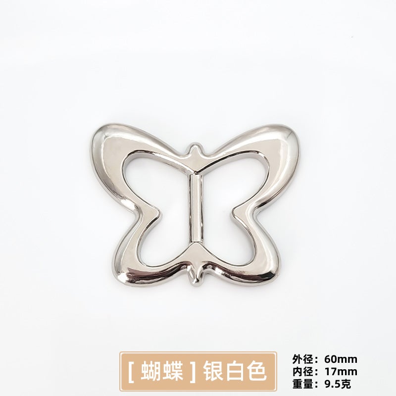 Metal Coat Corner Buckle Knot Buckle Silk Scarf Button Belt Adjusting Three Buckle Shirt T-shirt Hem Fixed Decorative Buckle Butterfly silver  - Image 1