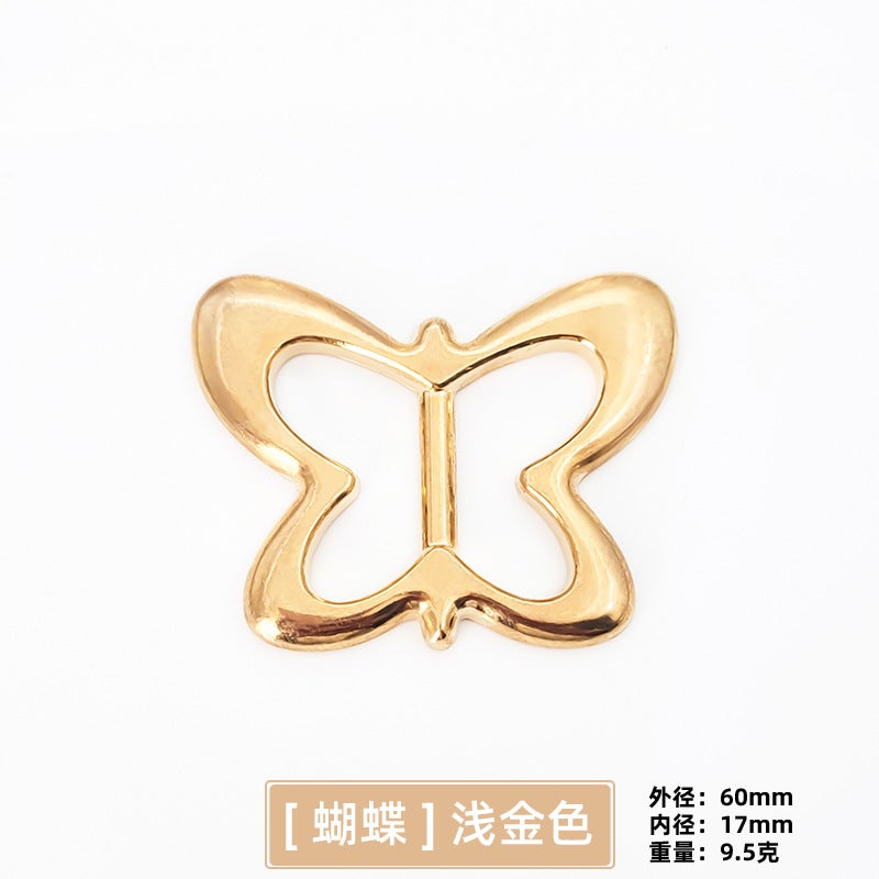 Metal Coat Corner Buckle Knot Buckle Silk Scarf Button Belt Adjusting Three Buckle Shirt T-shirt Hem Fixed Decorative Buckle Butterfly silver  - Image 2