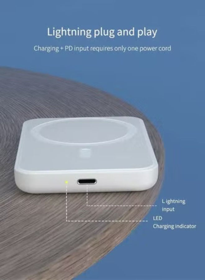 SHOPI Fast Magnetic Wireless Portable Power Bank Charger for iPhone Series White  - Image 3