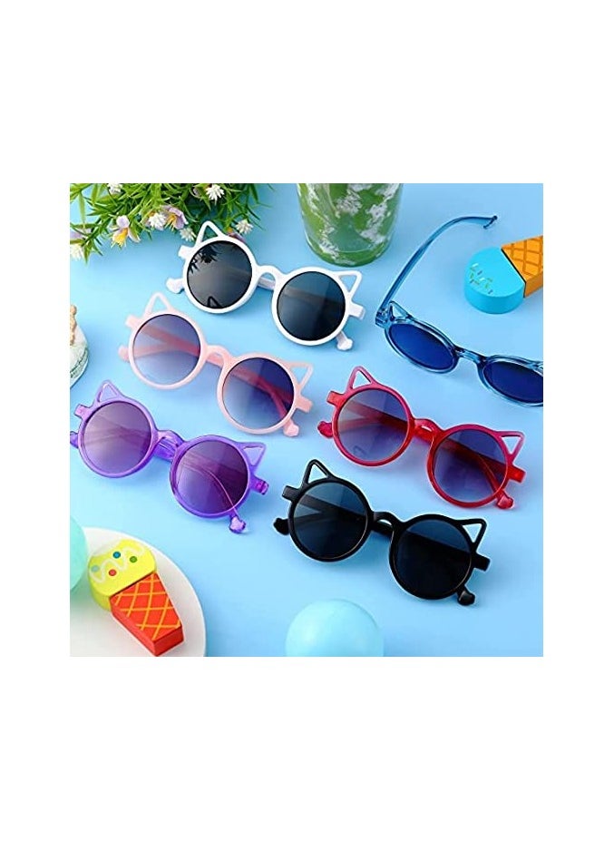 KASTWAVE - Cat Shaped Sunglasses for Kids 6 Pairs Toddler Kitty Glasses lovely Cat Sun Glasses Outdoor Eyewear for Beach Party Summer Activities Children's Uv Protection Sunglasses Fashion Sunshade Mirror - Image 1