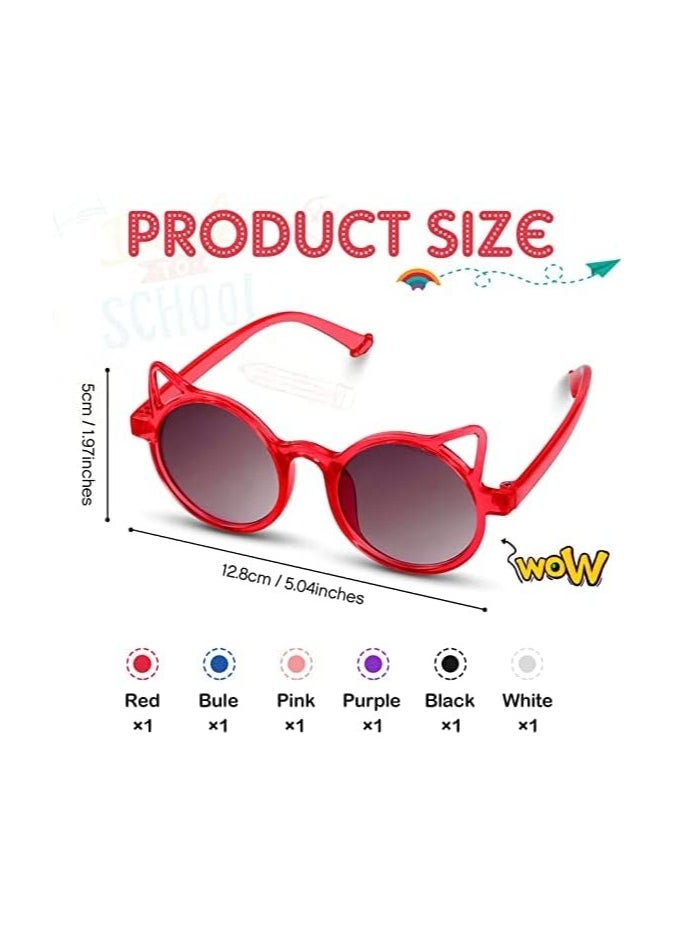 KASTWAVE - Cat Shaped Sunglasses for Kids 6 Pairs Toddler Kitty Glasses lovely Cat Sun Glasses Outdoor Eyewear for Beach Party Summer Activities Children's Uv Protection Sunglasses Fashion Sunshade Mirror - Image 1