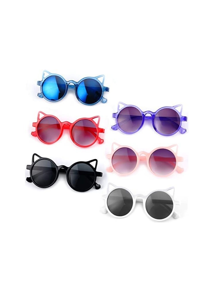 KASTWAVE - Cat Shaped Sunglasses for Kids 6 Pairs Toddler Kitty Glasses lovely Cat Sun Glasses Outdoor Eyewear for Beach Party Summer Activities Children's Uv Protection Sunglasses Fashion Sunshade Mirror - Image 1