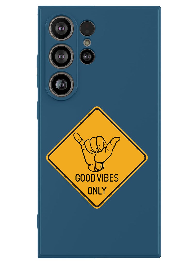 Theodor Protective Slim Fit Case Liquid Silicone Cover with Full Body Protection Anti-Scratch Shockproof Case For Samsung Galaxy S25 Ultra (Blue) - Good Vibes - Image 1