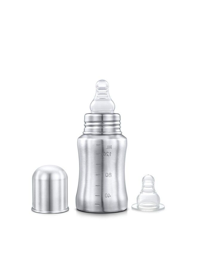 Speedex Stainless Steel Infant Baby Feeding Bottle Milk Bottle For New Born Baby Medium Flow Nipple(140 Ml 1 Extra Nipple Free) - Image 1