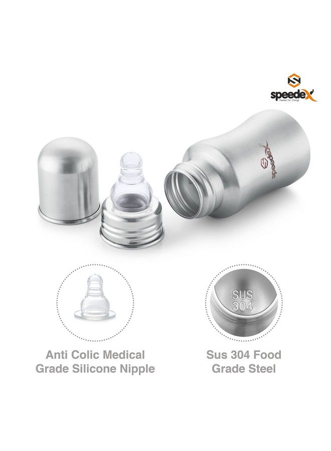 Speedex Stainless Steel Infant Baby Feeding Bottle Milk Bottle For New Born Baby Medium Flow Nipple(140 Ml 1 Extra Nipple Free) - Image 4