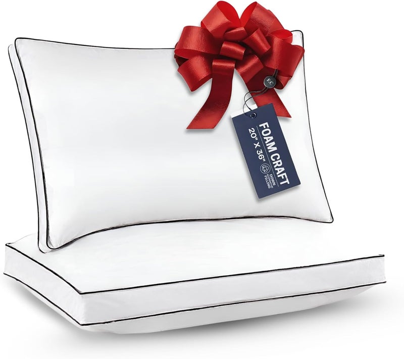 FOAM CRAFT® King Bed Pillows for Back & Side Sleepers - Cooling & Fluffy Gusseted Design, Pack of 2 - Image 1