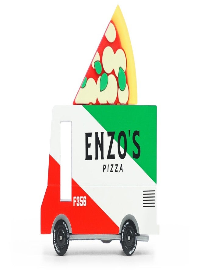 CANDYCAR® Wooden Food Truck Collection - Pizza Van, Premium Handcrafted Beech Wood Toy Car - Image 1