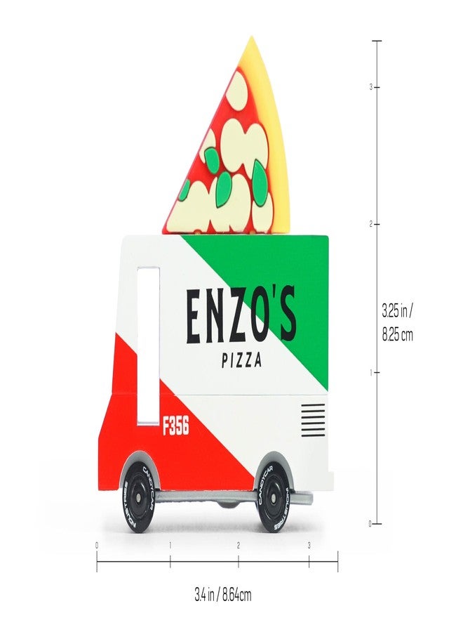 CANDYCAR® Wooden Food Truck Collection - Pizza Van, Premium Handcrafted Beech Wood Toy Car - Image 2