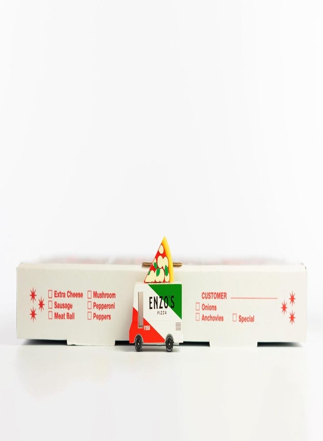 CANDYCAR® Wooden Food Truck Collection - Pizza Van, Premium Handcrafted Beech Wood Toy Car - Image 5