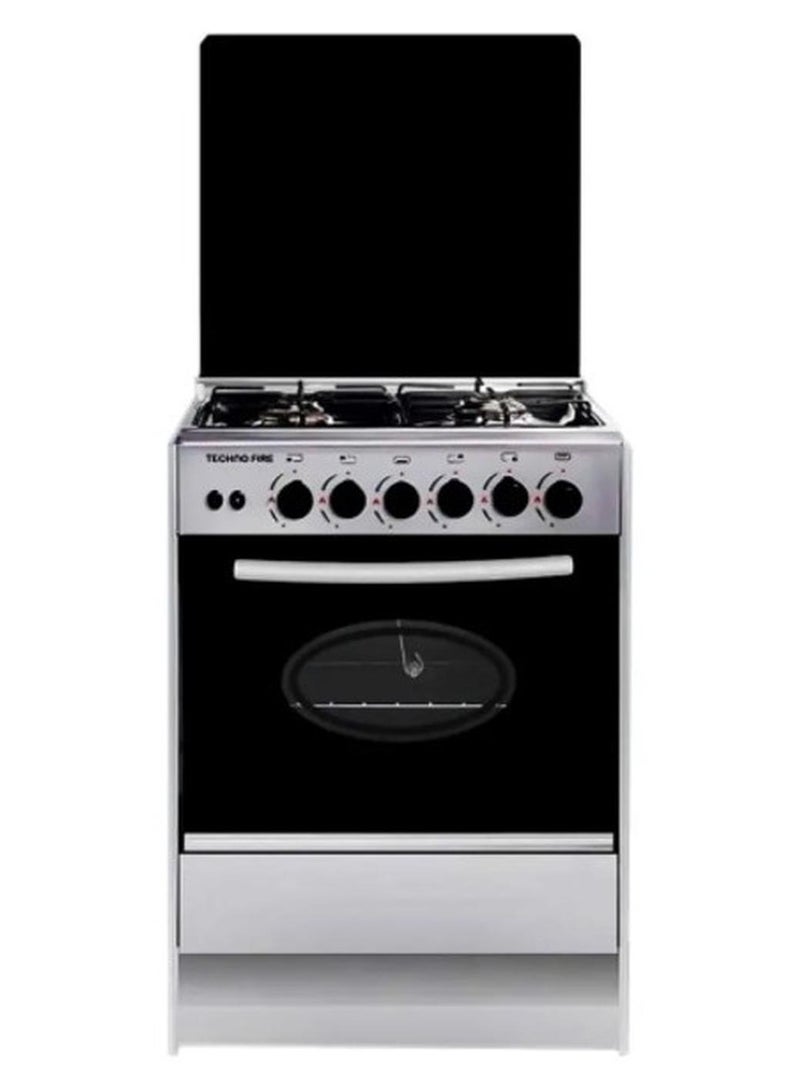 Techno Fire 4 Burners 55*55 Gas Cooker, Full Stainless Steel, Self Ignition, Lamp ,Grill