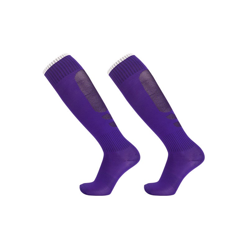 Summer Thin High-Top Soccer Socks Non-Slip Over-Knee Sports Purple 