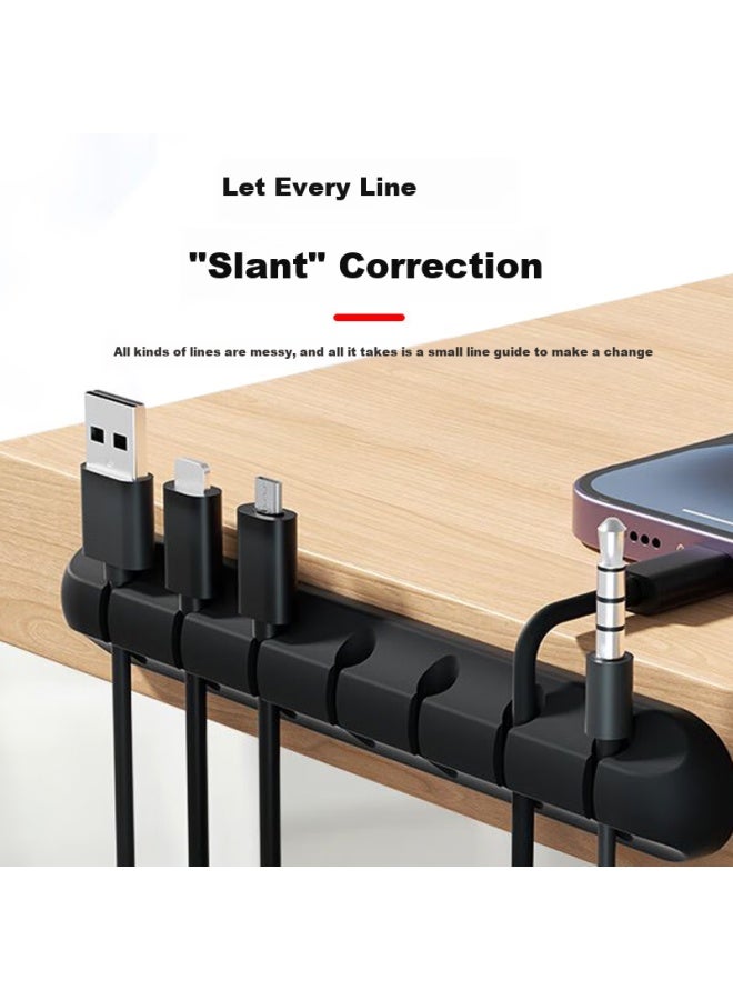 Masentek 7-Slot Cable Organizer, Desktop Cable Management, Power Cord And Data Cable Holder, Earphone Clip, Bedside Cable Winder, 7 Clips White [2-Pack] - Image 2