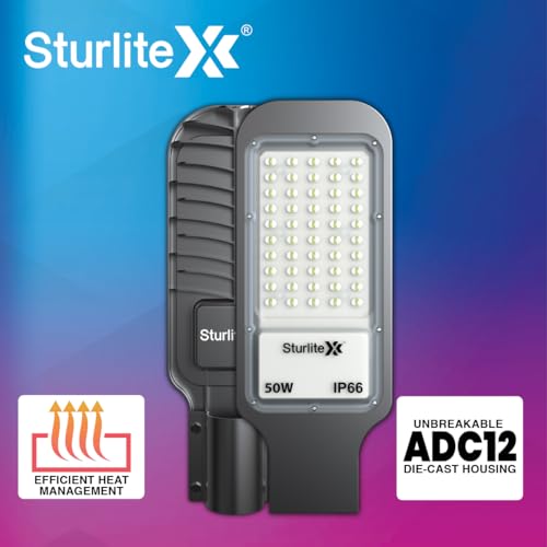 Sturlite Asteor 50W LED Street Light| Cool White 6500K Color Temperature LED Street Lamp| IP66 Waterproof Surge Protection Focus Light for Garage, Parking, Garden, Playground & Sidewalks - (Pack of 2) - Image 4