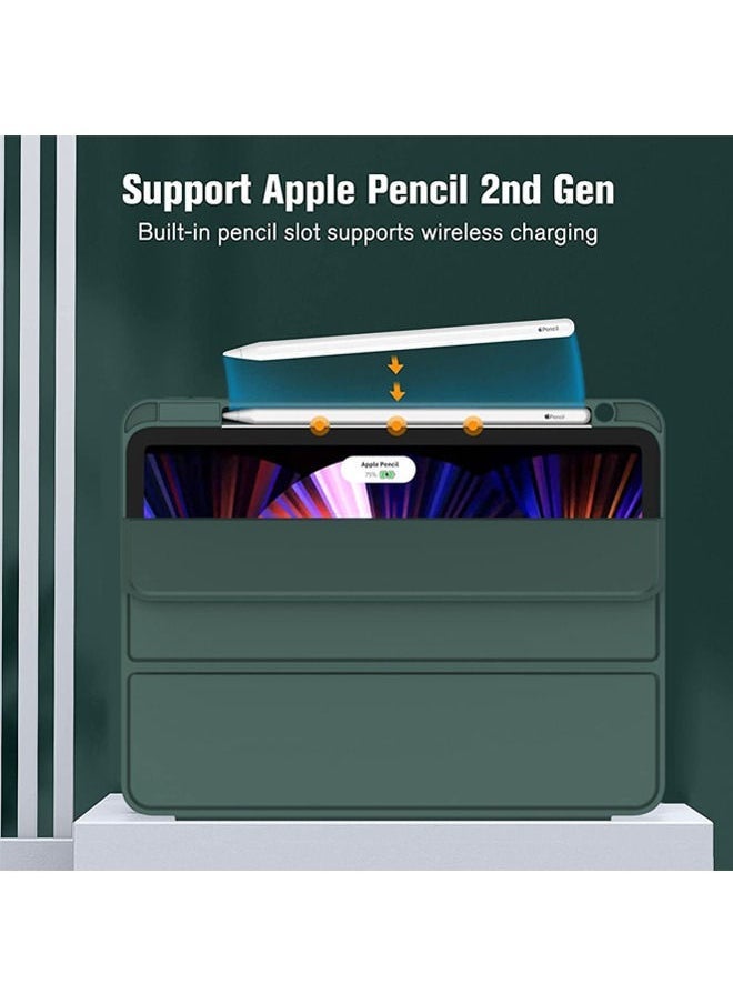 ELTRAZONE New iPad Pro 11 Inch Case 2022 4th Gen/2021 3rd Gen/2020 2nd Gen with Pencil Holder,Smart iPad Case Support Touch ID and Auto Wake/Sleep with Auto 2nd Gen Pencil Charging Green - Image 2